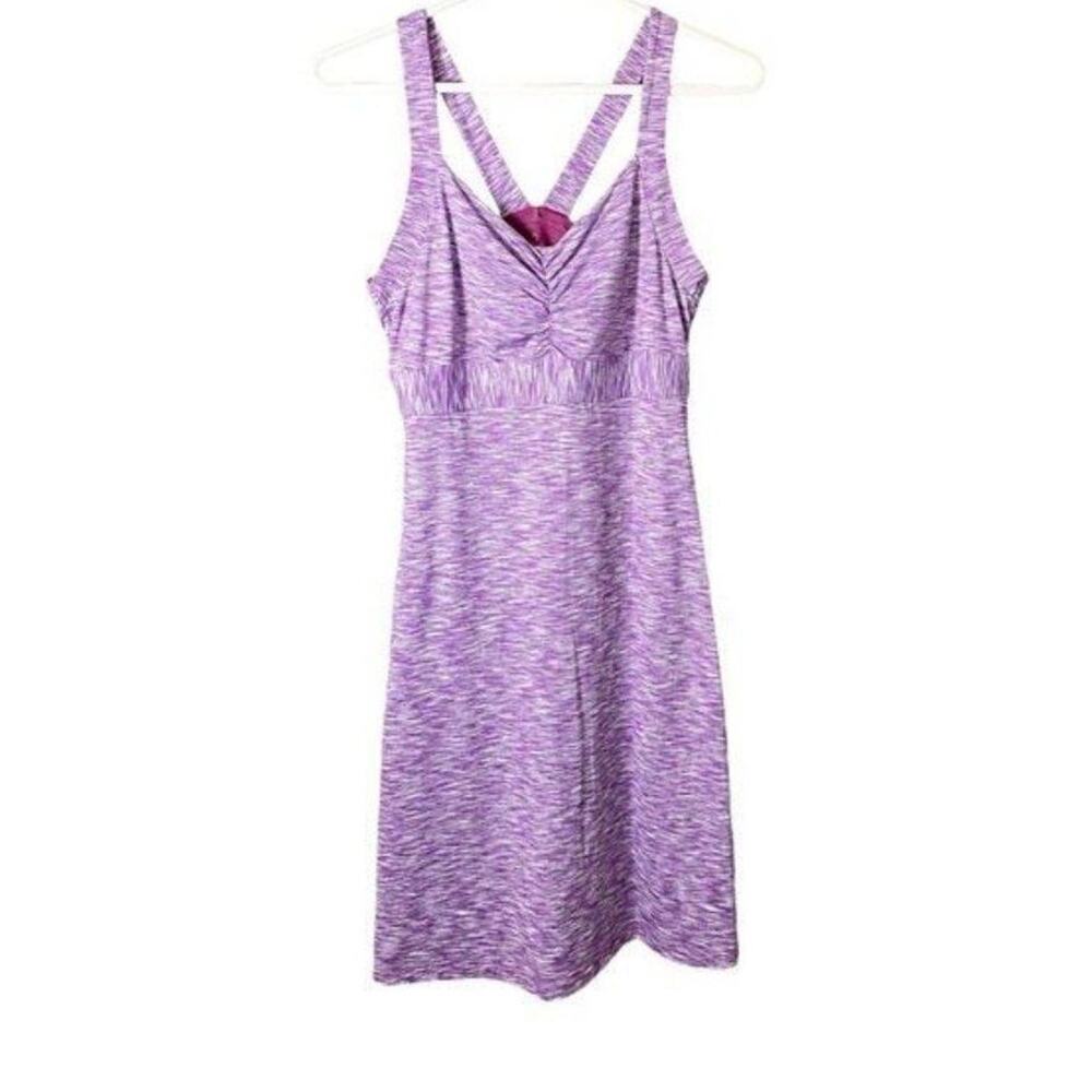 PrAna Women's Amaya Eggplant Purple Space Dye Shelf‎ Bra Racerback Dress Size S